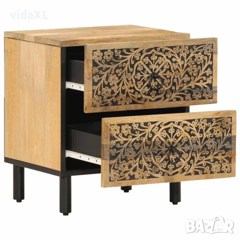 vidaXL Нощни шкафчета, 2 бр, 40x33x46 см, манго масив, снимка 4 - Шкафове - 56147316