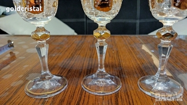 позлатени кристални чаши Бохемия Чехословакия , снимка 8 - Антикварни и старинни предмети - 52935863