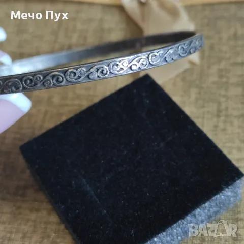 Стара сребърна твърда гривна (306), снимка 2 - Гривни - 49606258