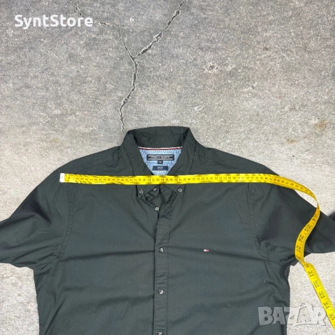 Оригинална риза Tommy Hilfiger Slim Fit Stretch - размер XL - Черна, снимка 6 - Ризи - 53302513