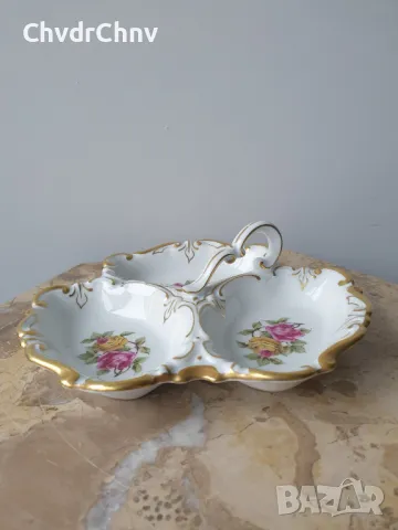 Reichenbach GDR-Henneberg Jlmenau/2бр стара немска порцеланова чиния-тройка/поднос за сладки-ядки, снимка 6 - Други - 49348823