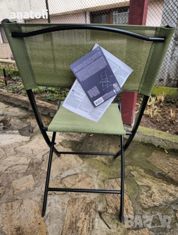 Сгъваем градински стол зелени 4.бр стомана от Германия , снимка 4 - Градински мебели, декорация  - 52478636