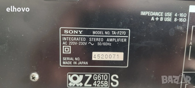 Стерео усилвател Sony TA-F270#2, снимка 3 - Ресийвъри, усилватели, смесителни пултове - 52142121