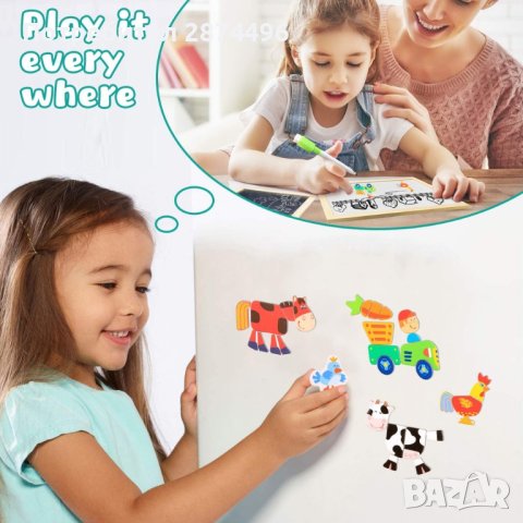 3971 Магнитна дървена дъска с пъзел 3 в 1 Ферма, снимка 7 - Други - 41550753