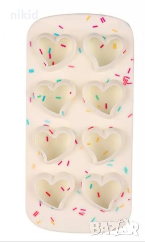 8 красиви обли сърца сърце Свети Валентин Силиконов молд форма калъп шоколад гипс свещ сапун фондан , снимка 3 - Форми - 35670335
