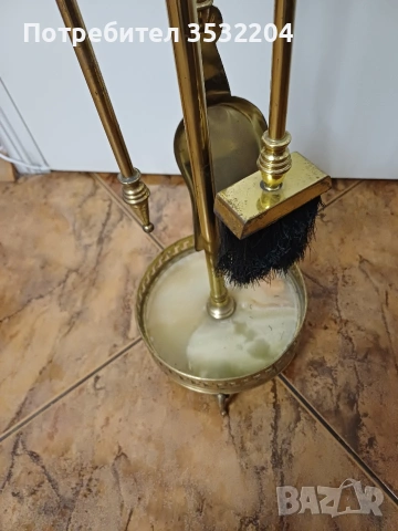 Бронзов сет за камина, снимка 3 - Антикварни и старинни предмети - 53223366