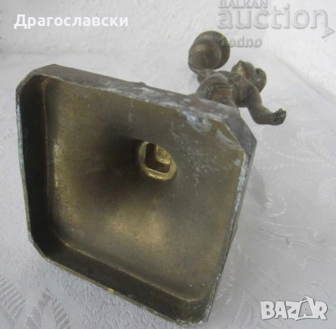 Стари свещници, свещник стар метален 24 см с момче фигура антика, снимка 7 - Антикварни и старинни предмети - 28874507