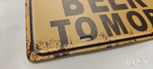 FREE BEER TOMORROW-метална табела,тип регистрационен номер, снимка 2 - Китари - 49020332