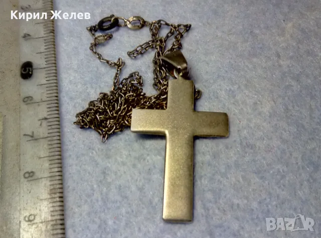 СТИЛЕН СРЕБЪРЕН КРЪСТ МАТИРАНО СРЕБРО 925 сФИНА СТАРА СРЕБЪРНА ВЕРИЖКА СРЕБРО 950 РЪЧНА РАБОТА 40024, снимка 6 - Колиета, медальони, синджири - 49866148