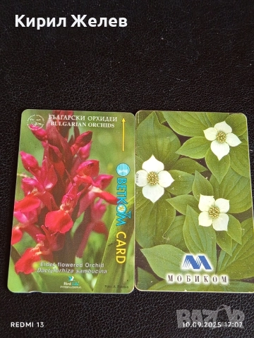 Две фонокарти БЕТКОМ, МОБИКА тема ЦВЕТЯ ОРХИДЕИ за КОЛЕКЦИЯ ДЕКОРАЦИЯ 31427