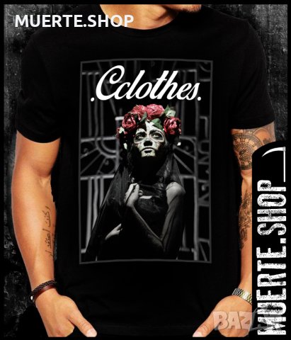 Черна тениска с щампа CALAVERA CLOTHES, снимка 1 - Тениски - 42656928