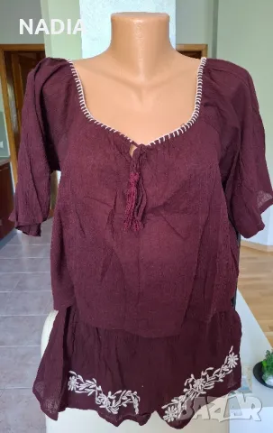 Комплект бордо с бродерия, снимка 1