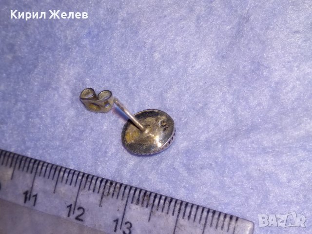 СТАРА СРЕБЪРНА АРТ ДЕКО ОБЕЦА СРЕБРО 925 АНГЛИЯ с ШЛИФОВАН ЛУНЕН КАМЪК и СТОМАНЕНА ЗАКОПЧАЛКА 38729, снимка 13 - Обеци - 41730287