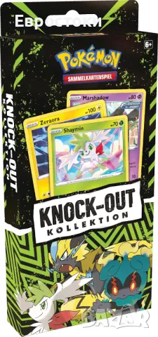 Pokémon – игра с разменни карти Knock Out Collection Shaymin, Zeraora & Marshadow. Немска версия, снимка 2 - Колекции - 47458451
