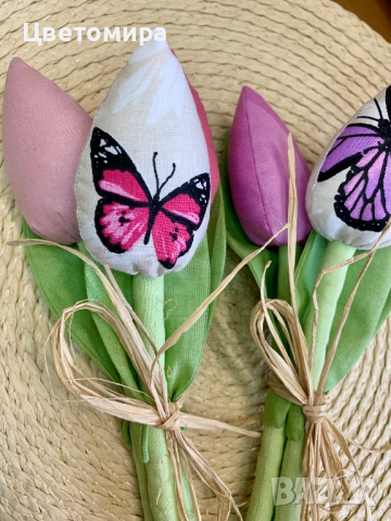 Лалета от плат / Текстилни цветя, снимка 17 - Декорация за дома - 41228247