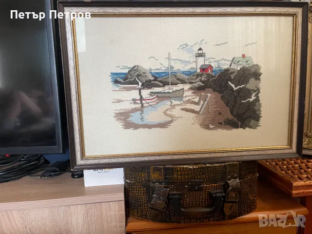 Гоблен морски пейзаж-Широк,едър бод ,висок клас конци!, снимка 2 - Гоблени - 49495870