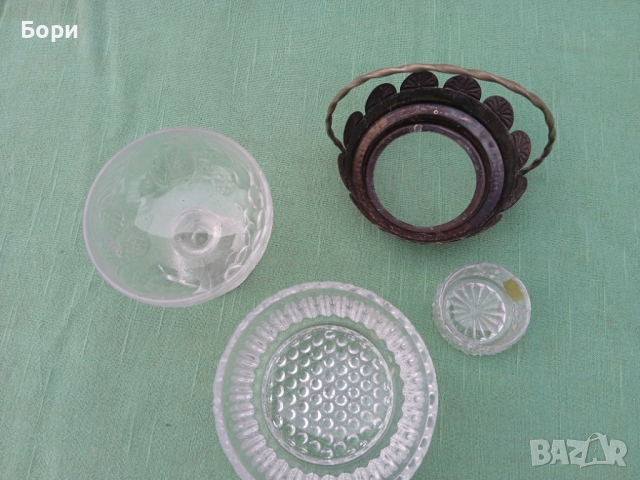 Стари стъклени купи кристал, снимка 4 - Чинии - 36264291