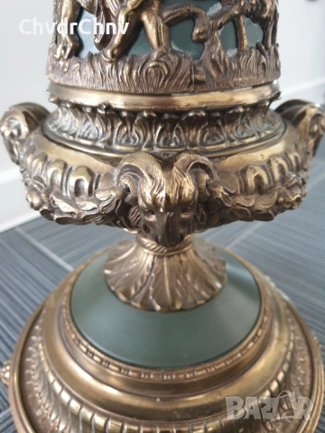 67см френска конзолна маса/дърво-бронз-месинг-кожа/масичка-пиедестал-поставка, снимка 8 - Антикварни и старинни предмети - 52956609