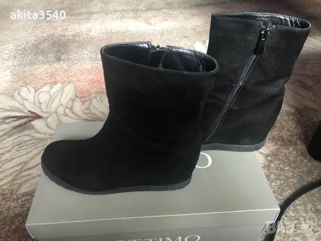 Черни велурени боти на платформа, снимка 11 - Дамски боти - 39199261