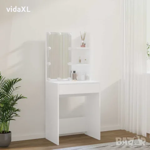 vidaXL Тоалетка с LED, бяла, 60x40x140 см, снимка 3 - Тоалетки - 56147802