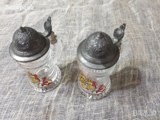 Малки стъклени халбички с капачета, снимка 3 - Чаши - 42612463