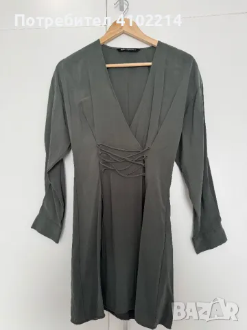 Дамска къса зелена рокля Zara