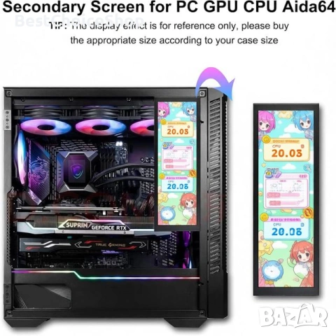 7.84-инчов мини монитор HD IPS вторичен екран, LCD дисплей, съвместим с AIDA64, снимка 2 - Монитори - 53731574