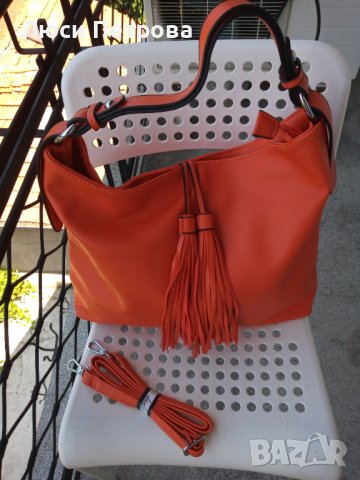 Страхотна дамска чанта и портмоне в оранжев цвят , снимка 7 - Чанти - 41565993