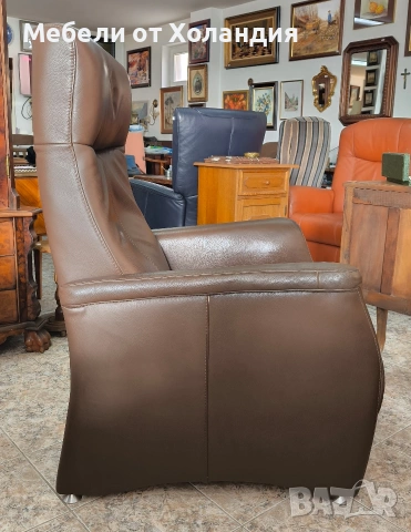 Голямо релакс кресло с естествена кожа, снимка 2 - Дивани и мека мебел - 53381909