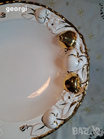 Порцеланова купа фруктиера с позлата М1, снимка 5 - Аксесоари за кухня - 52983433