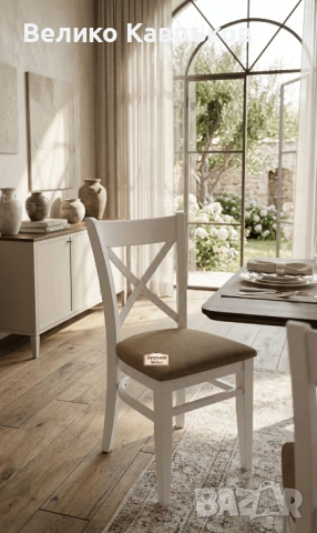 Бял стол "Х", снимка 2 - Столове - 53724254