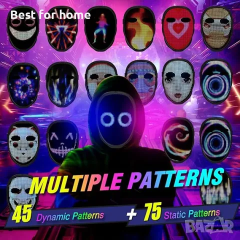 LED маска с Bluetooth програмируемо приложение MEGOO, снимка 2 - Други - 50109459