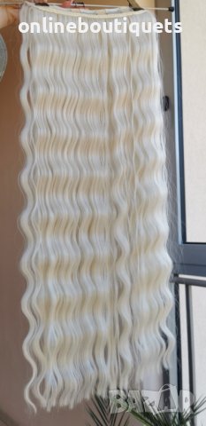платинено руси екстеншъни естествена коса с примеси, снимка 3 - Аксесоари за коса - 41878843