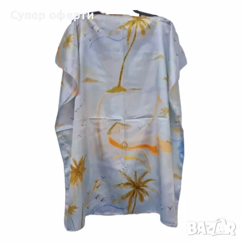 Лятна плажна туника от коприна, с артистични и морски десени, снимка 4 - Туники - 49903560