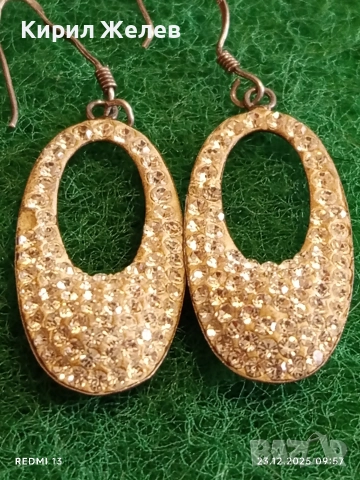 Луксозни овални сребърни обеци с ювелирно инкрустирани кристали стил и елегантност 40360, снимка 2 - Обеци - 52881828