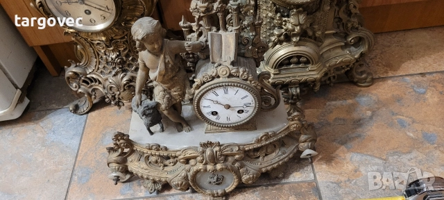 разкошен старинен бронзов часовник Белгия, снимка 2 - Антикварни и старинни предмети - 52676123