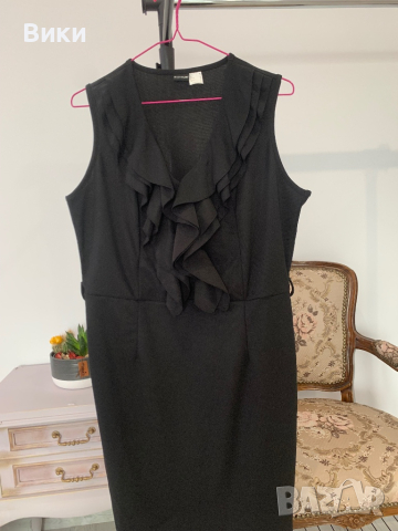 Елегантна черна рокля в размер XL, снимка 10 - Рокли - 44518647