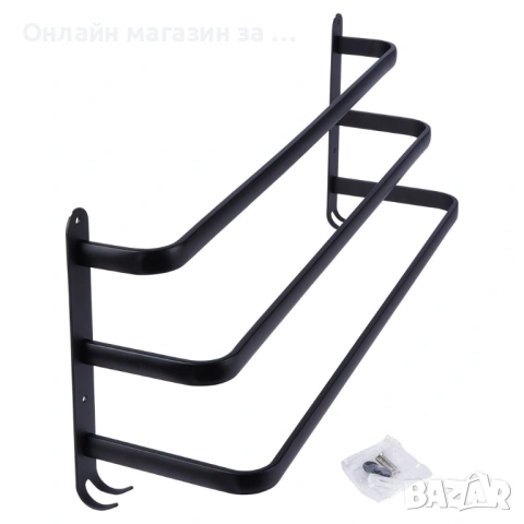 Закачалка за хавлии за баня, черен мат, 60 cm 569707, снимка 6 - Сушилници - 53232834