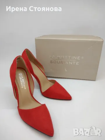 Дамски обувки на висок ток и чанта, червен велур., снимка 6 - Чанти - 49268528