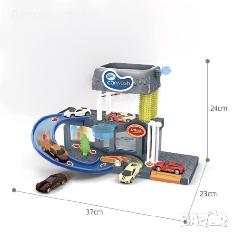 Автомивка на два етажа с течаща вода и коли, звуци , снимка 7 - Коли, камиони, мотори, писти - 52633869