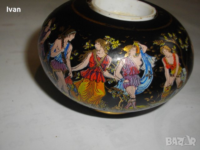 Малък Ръчно Рисуван Свещник-Керамика с Глазура-Гръцка Митология, снимка 2 - Други - 39821582