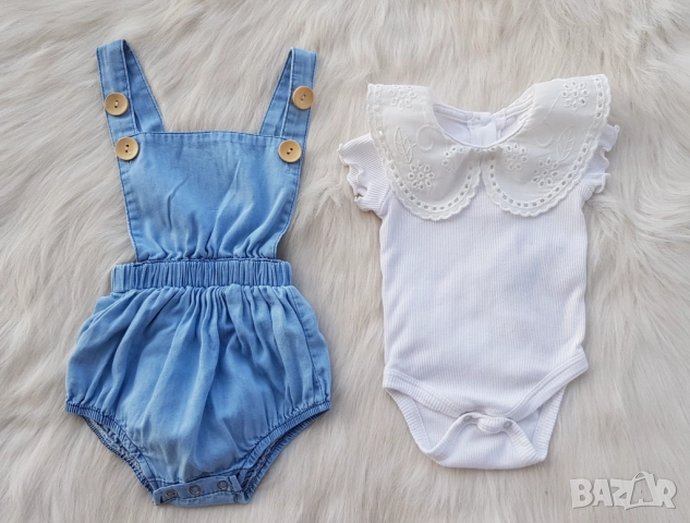 Бебешки дънков гащеризон и боди с якичка 0-3 месеца , снимка 10 - Бебешки гащеризони - 51756902