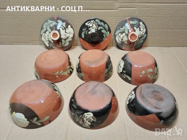 Комплект Соц Стари Български Керамични Гювечета. / 6 Броя. / НОМЕР 1531., снимка 5 - Антикварни и старинни предмети - 53660750
