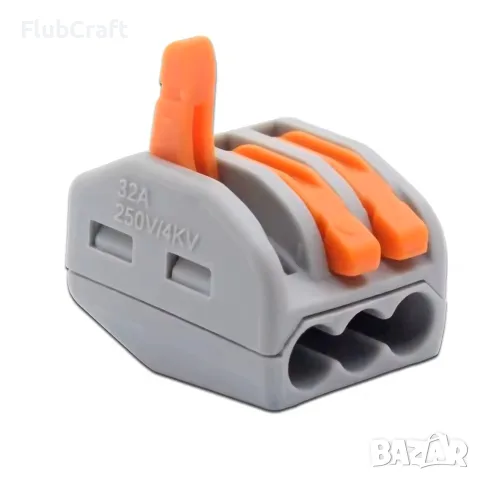 Клема, бърза връзка 250V, 32A, 0.08~2.5mm2, тройна