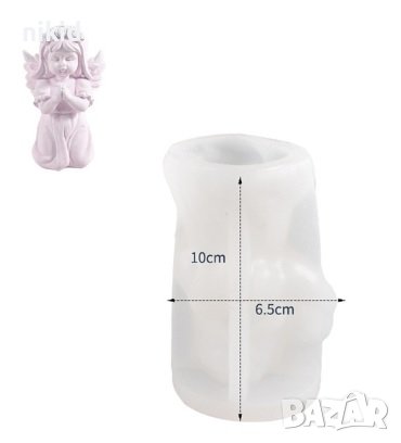 3D Голямо момиче ангел на колене с венец силиконов молд форма гипс фондан смола шоколад декор свещ, снимка 2 - Форми - 41267590