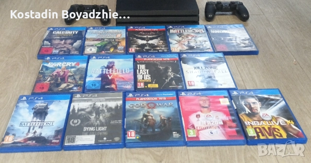 PlayStation 4 Pro с 2 контролера и 14 игри