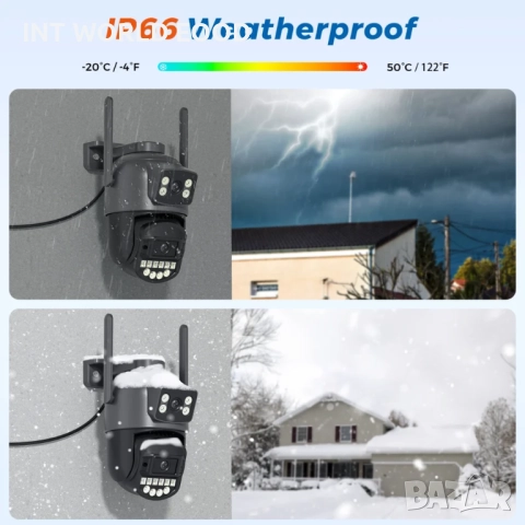 5K 10MP HD IP WiFi PTZ Kамера Двоен обектив с двоен екран AI автоматично проследяване P2P O-KAM APP, снимка 13 - IP камери - 52063369