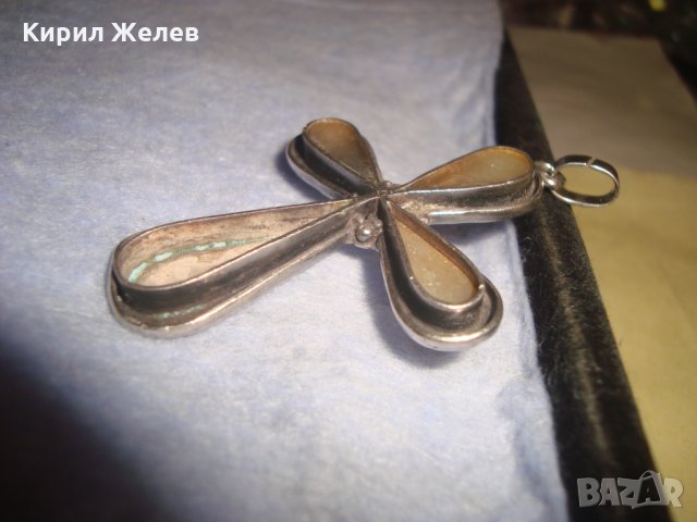 СТАРИНЕН СРЕБЪРЕН СЕДЕФЕН КРЪСТ ОКСИДИРАНО СРЕБРО МАЙСТОРСКА СТАРА РЪЧНА ИЗРАБОТКА 26047, снимка 6 - Антикварни и старинни предмети - 35950586