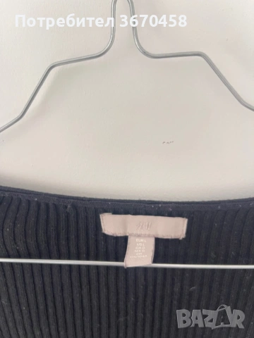 Черна моделна блуза рипс с широко деколте Л размер еластична H&M, снимка 4 - Блузи с дълъг ръкав и пуловери - 53721813