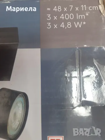 Нова лампа за таван 3 спота черна 480мм , Led celing light spot, снимка 6 - Лед осветление - 47639191
